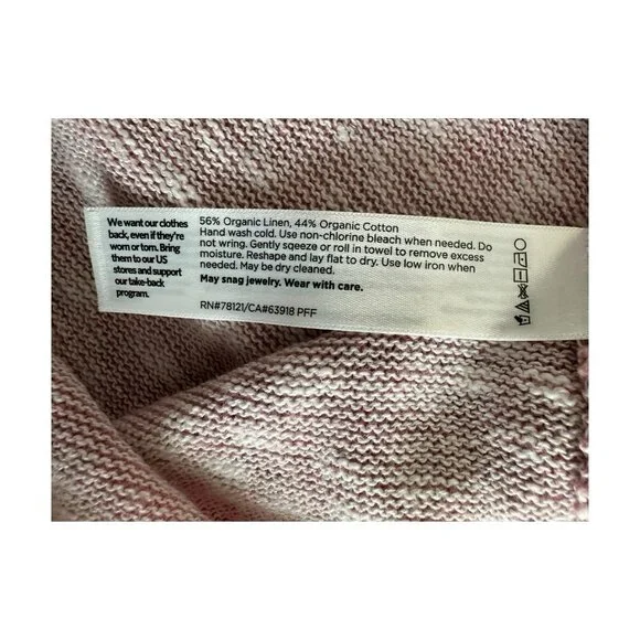 Eileen Fisher Sweater Women Medium M Organic Cotton & Linen Pink boho Lagenlook - Picture 14 of 14